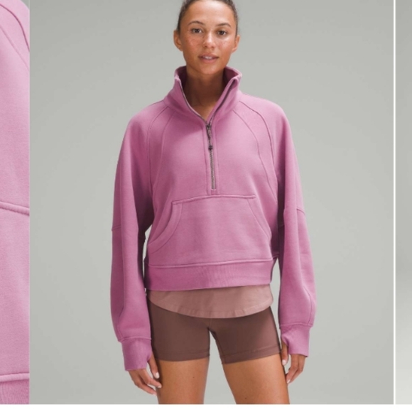 lululemon athletica Tops - Lululemon Scuba Oversized Funnel Neck Half Zip Velvet Dust M/L